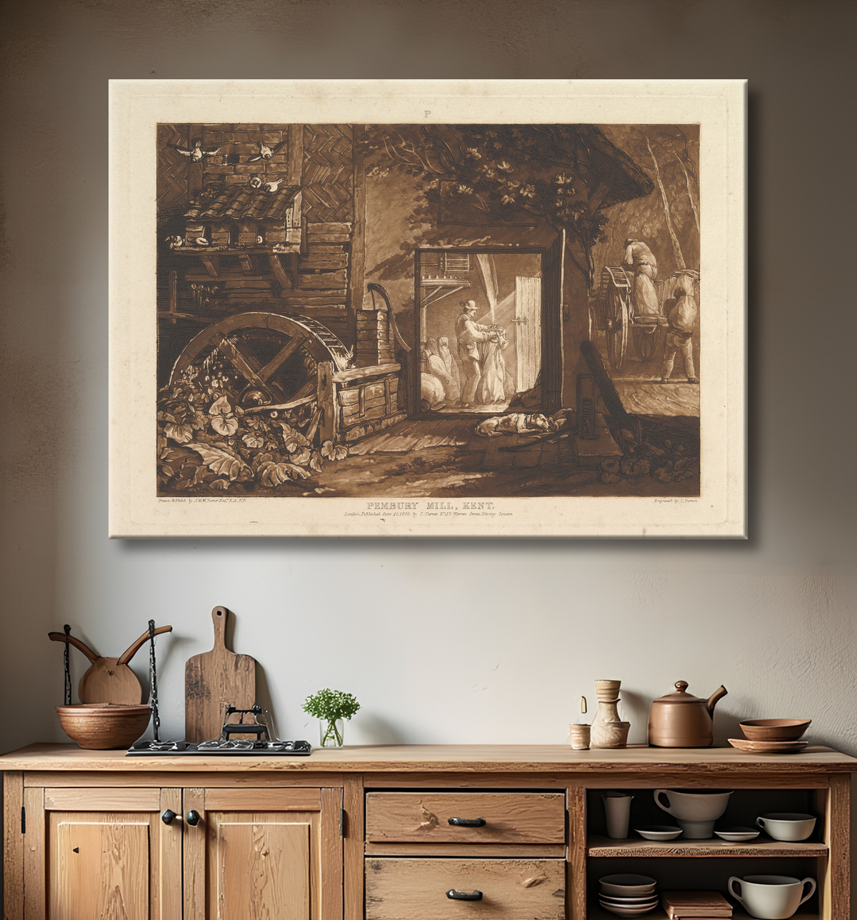 Reproduction Pembury Hill, Kent (The Book Studies, Partie 3, planche 12) de Joseph Mallord William Turner avec decor