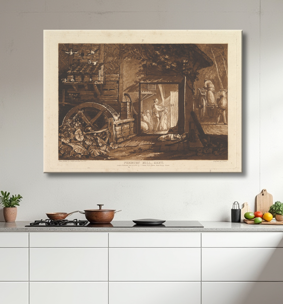 Reproduction Pembury Hill, Kent (The Book Studies, Partie 3, planche 12) de Joseph Mallord William Turner avec decor