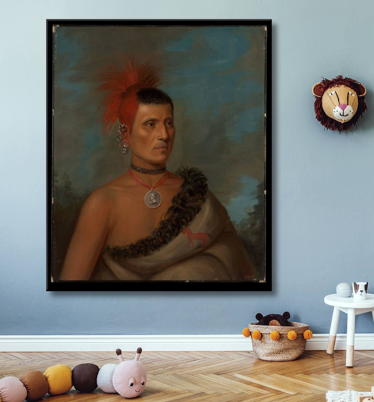 Reproduction Pes-Ke-Le-Cha-Co de Henry Inman avec decor