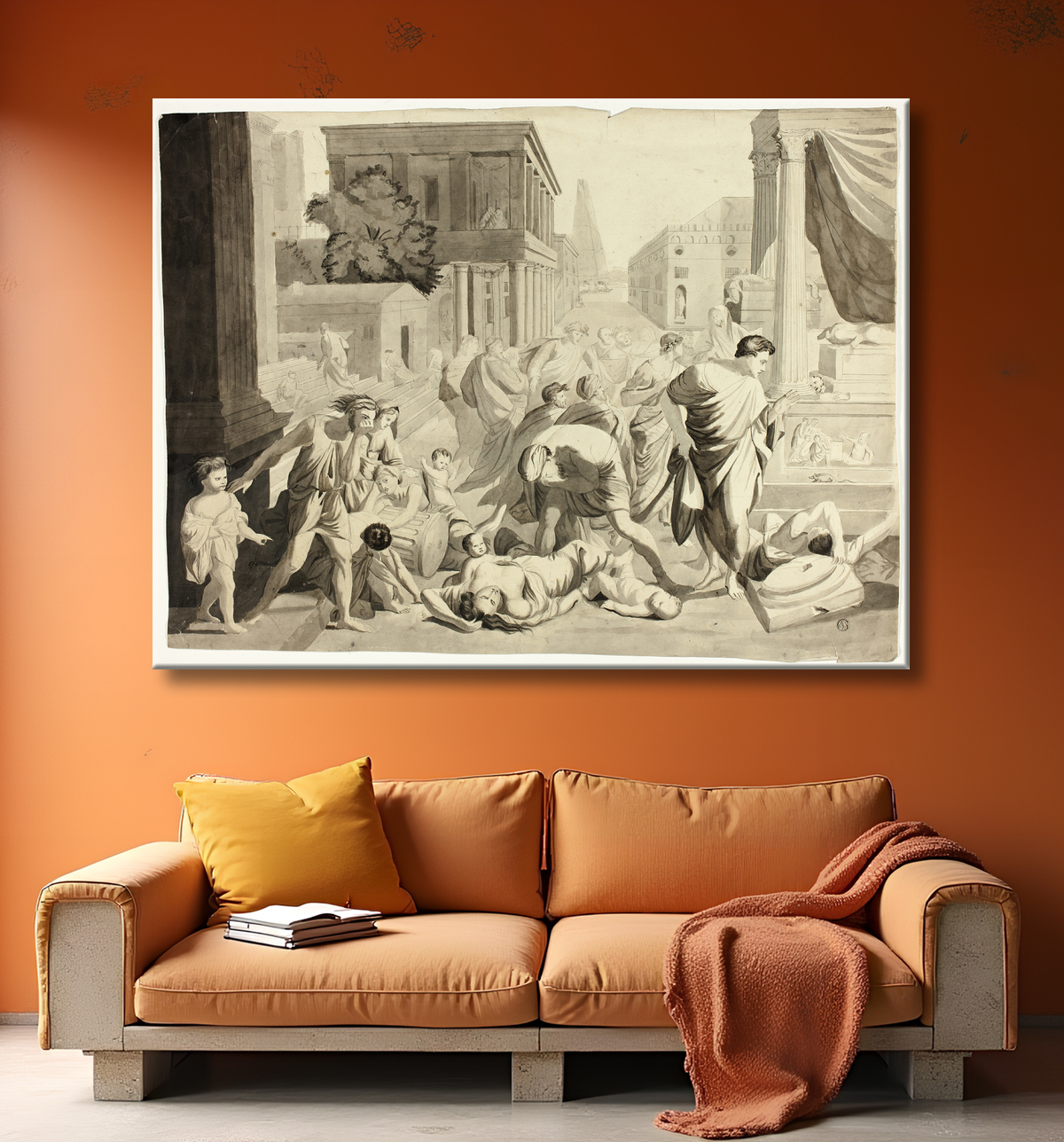 Reproduction Peste d'Ashtod de Nicolas Poussin avec decor