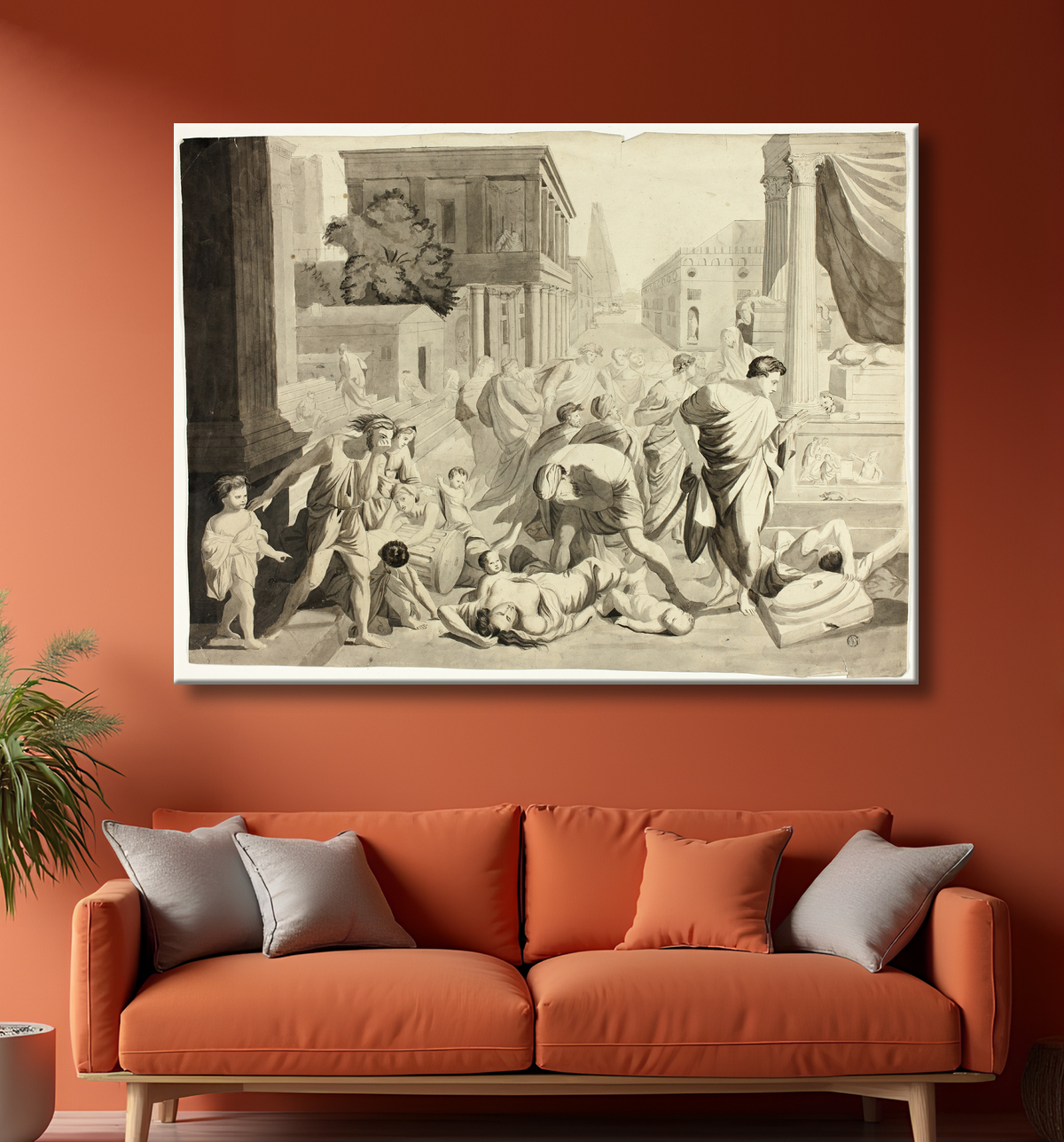 Reproduction Peste d'Ashtod de Nicolas Poussin avec decor