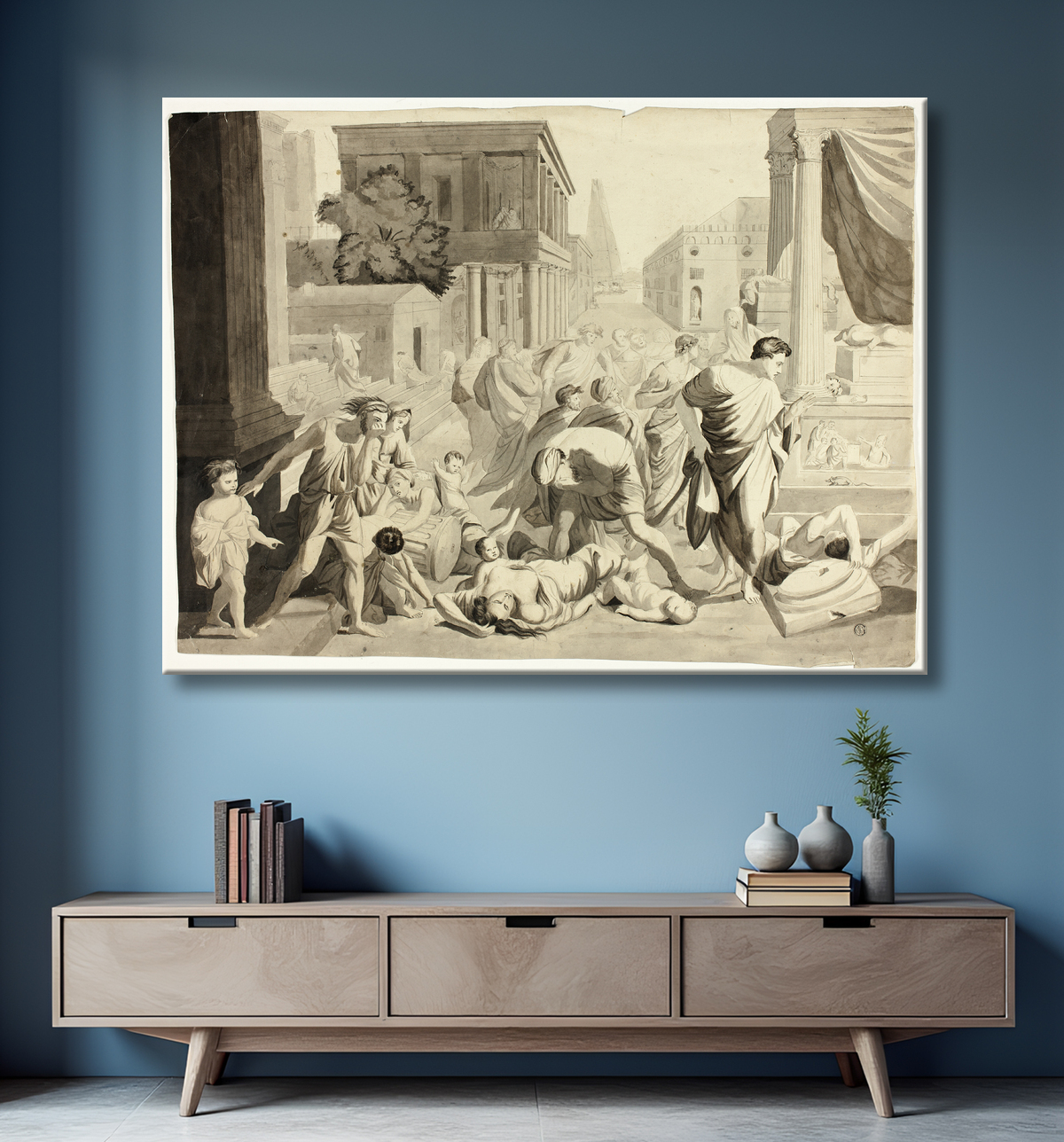 Reproduction Peste d'Ashtod de Nicolas Poussin avec decor