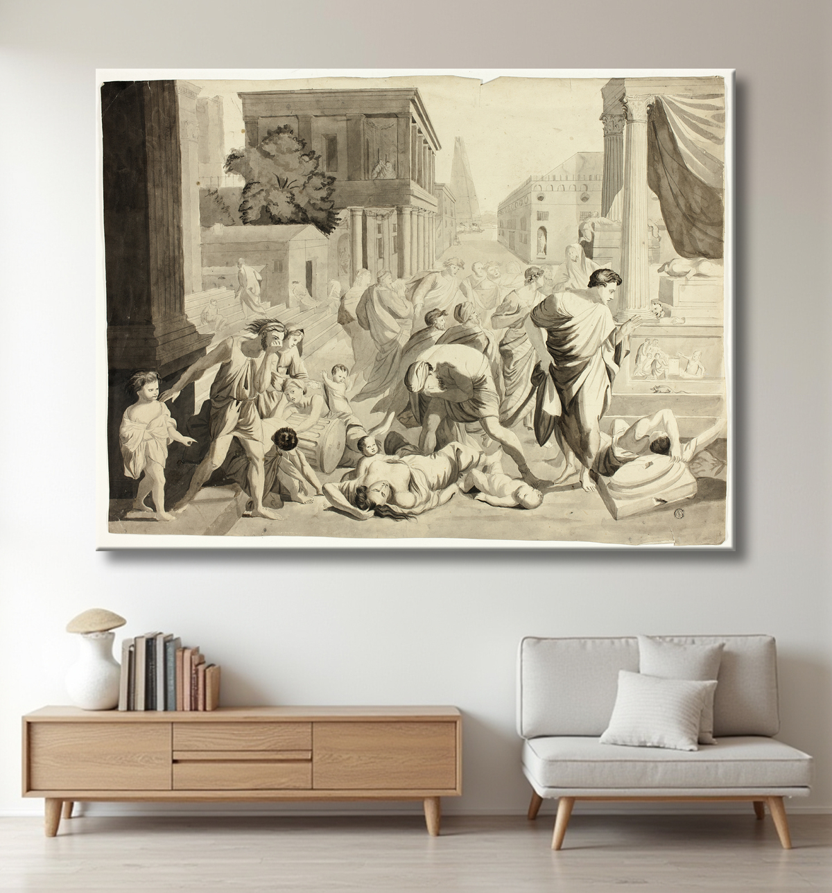 Reproduction Peste d'Ashtod de Nicolas Poussin avec decor