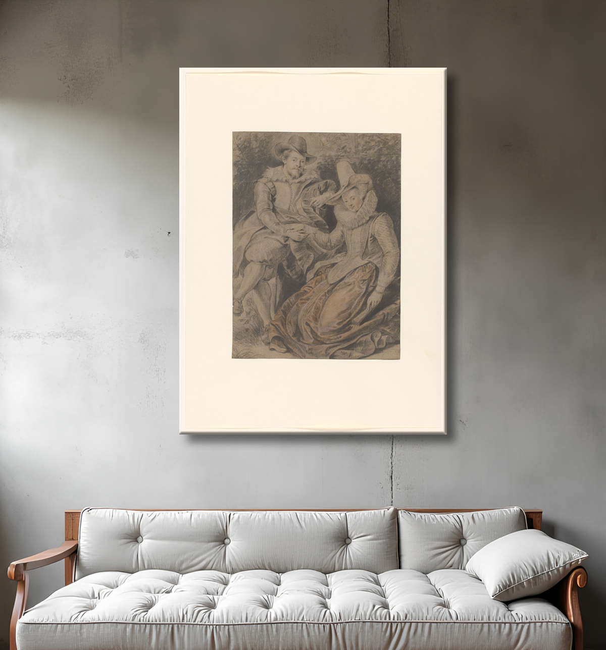 Reproduction Peter Paul Rubens avec sa première épouse Isabella Brant de anonymous avec decor