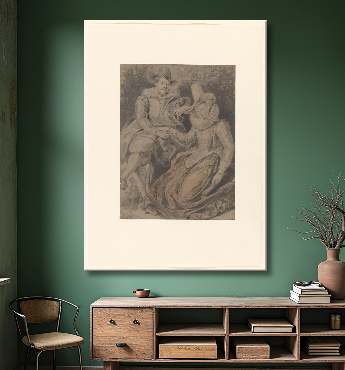 Reproduction Peter Paul Rubens avec sa première épouse Isabella Brant de anonymous avec decor
