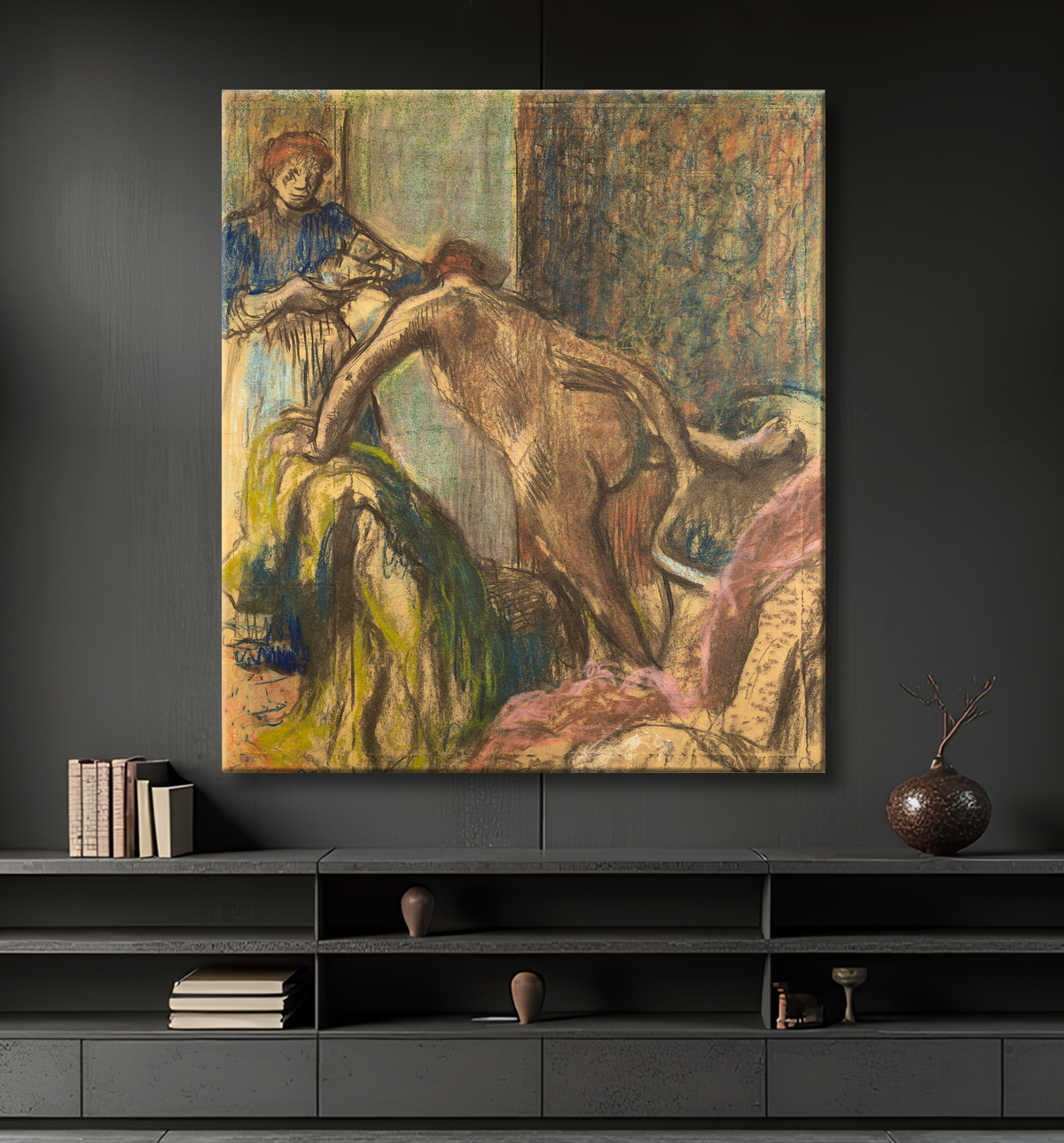 Reproduction Petit déjeuner après le bain de Hilaire Germain Edgar Degas avec decor