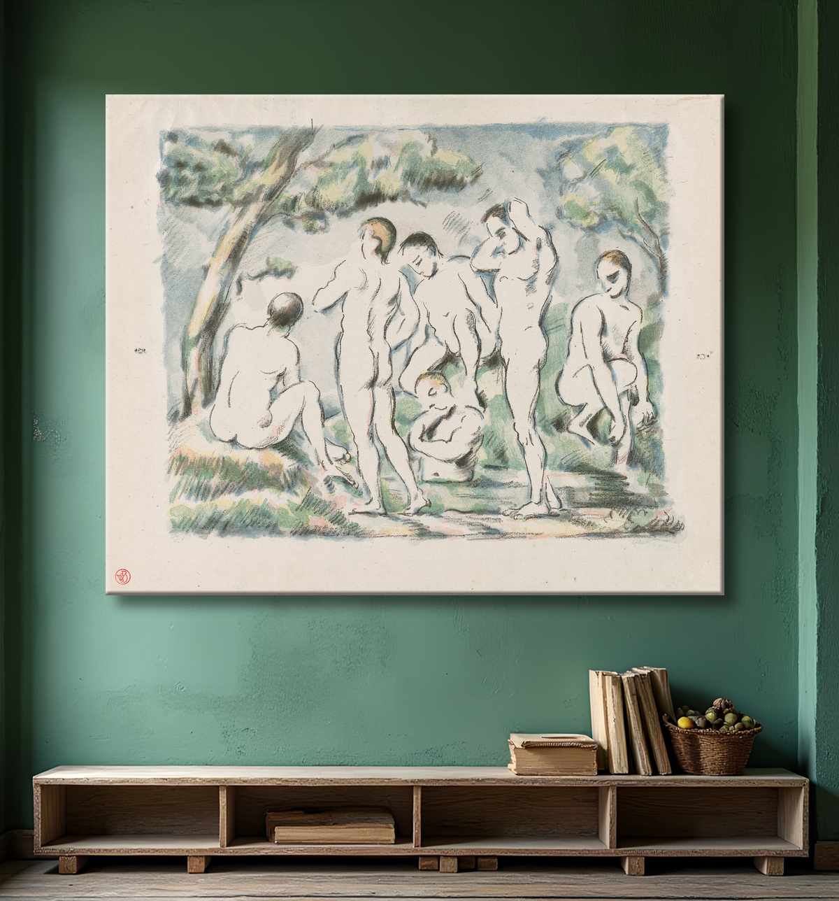Reproduction Petits baigneurs de Paul Cézanne avec decor
