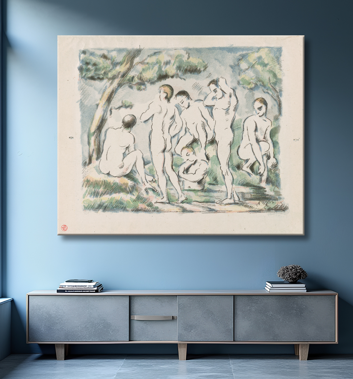 Reproduction Petits baigneurs de Paul Cézanne avec decor