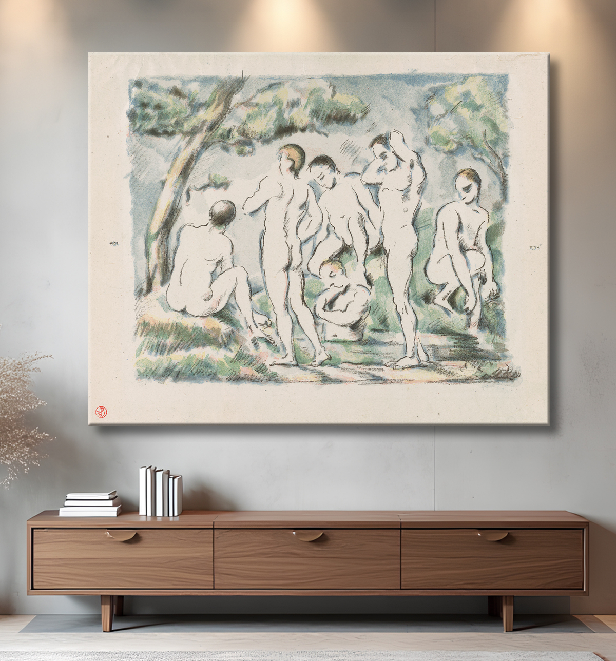 Reproduction Petits baigneurs de Paul Cézanne avec decor