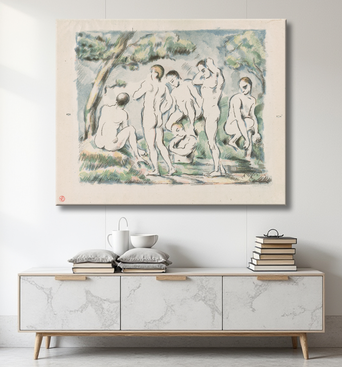 Reproduction Petits baigneurs de Paul Cézanne avec decor