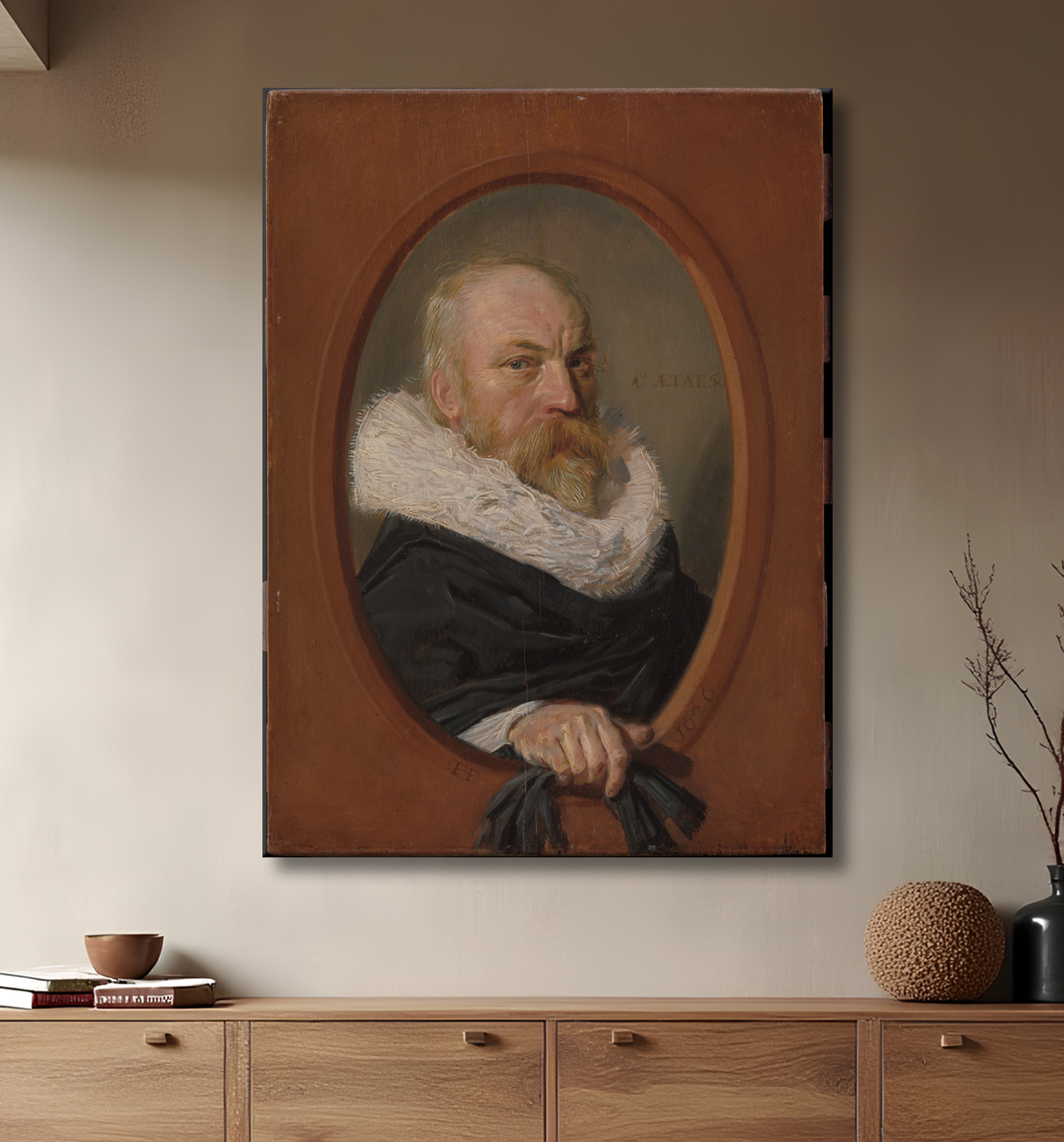 Reproduction Petrus Scriverius (1576-1660) de Frans Hals avec decor