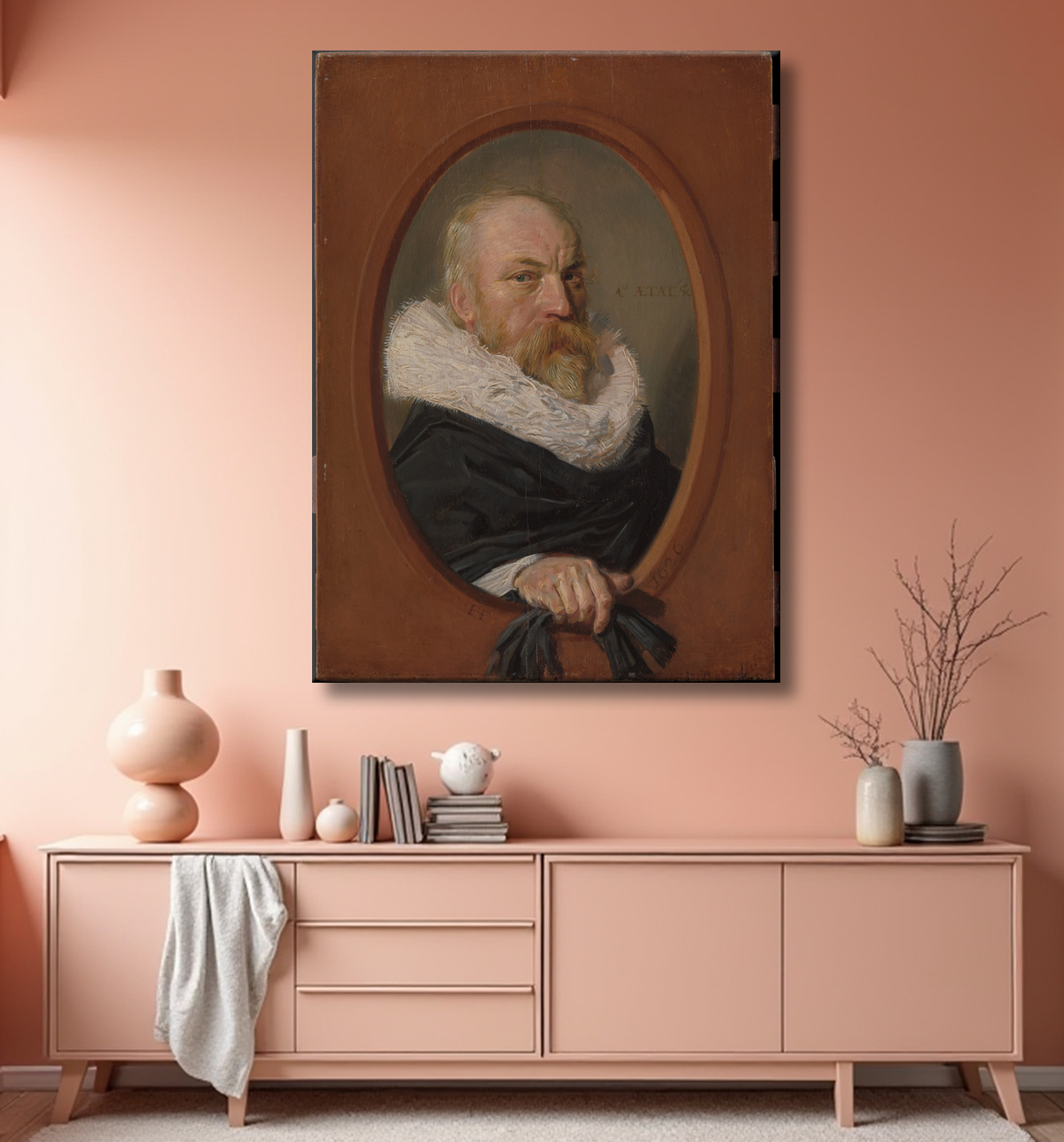 Reproduction Petrus Scriverius (1576-1660) de Frans Hals avec decor