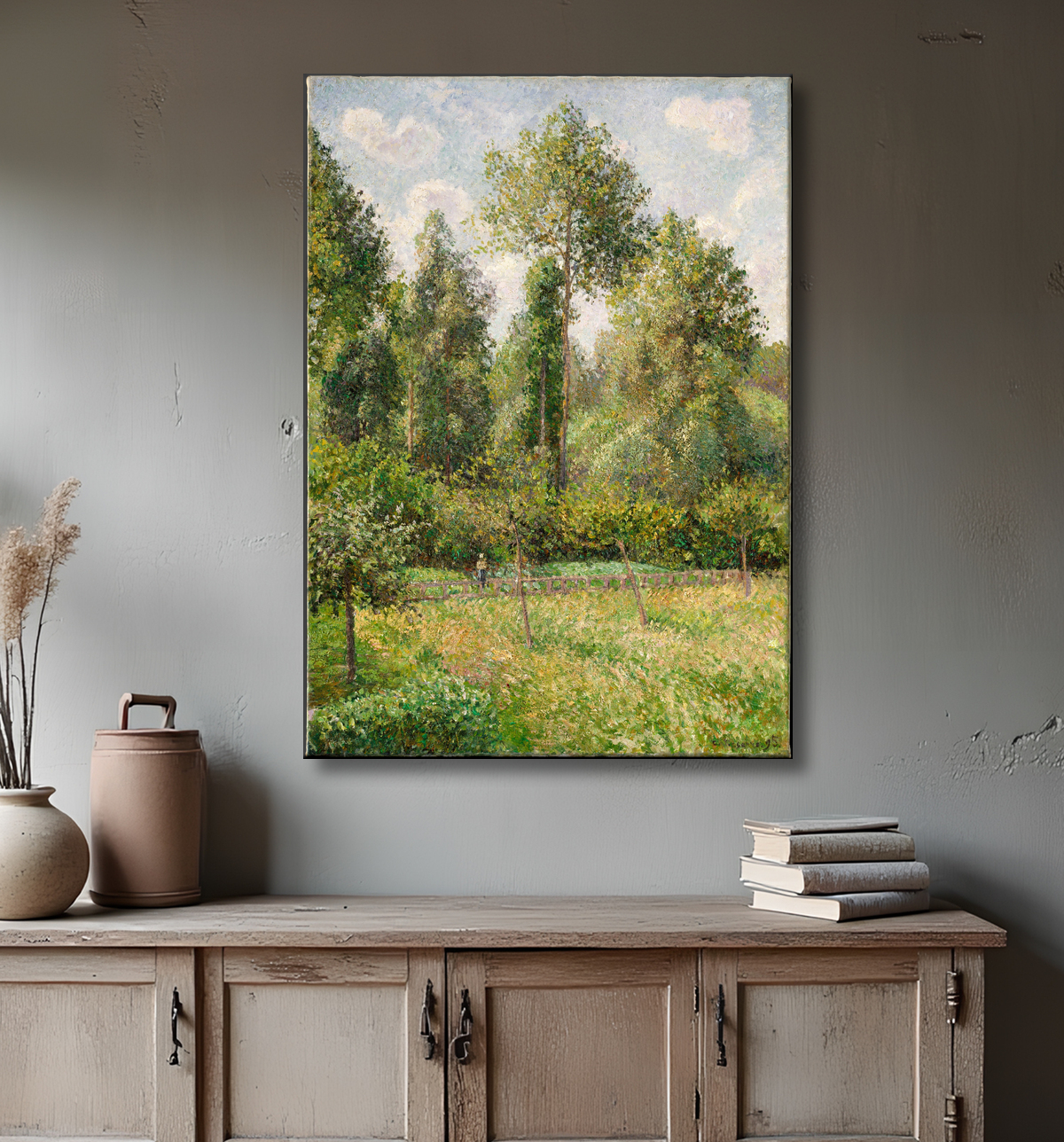 Reproduction Peupliers, Éragny de Camille Pissarro avec decor