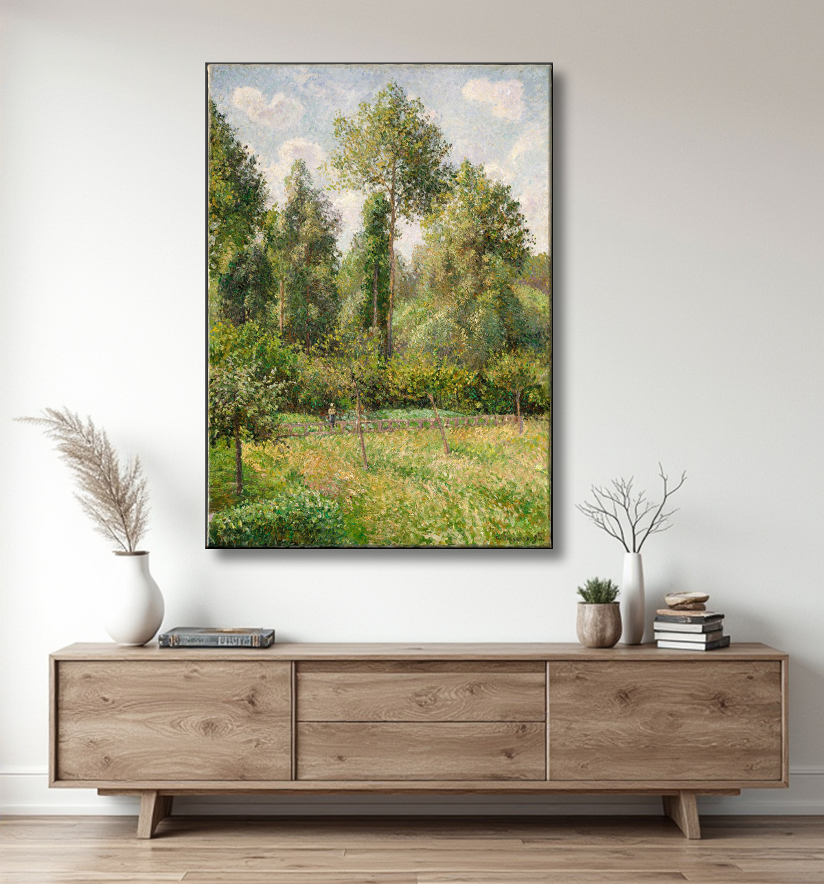 Reproduction Peupliers, Éragny de Camille Pissarro avec decor