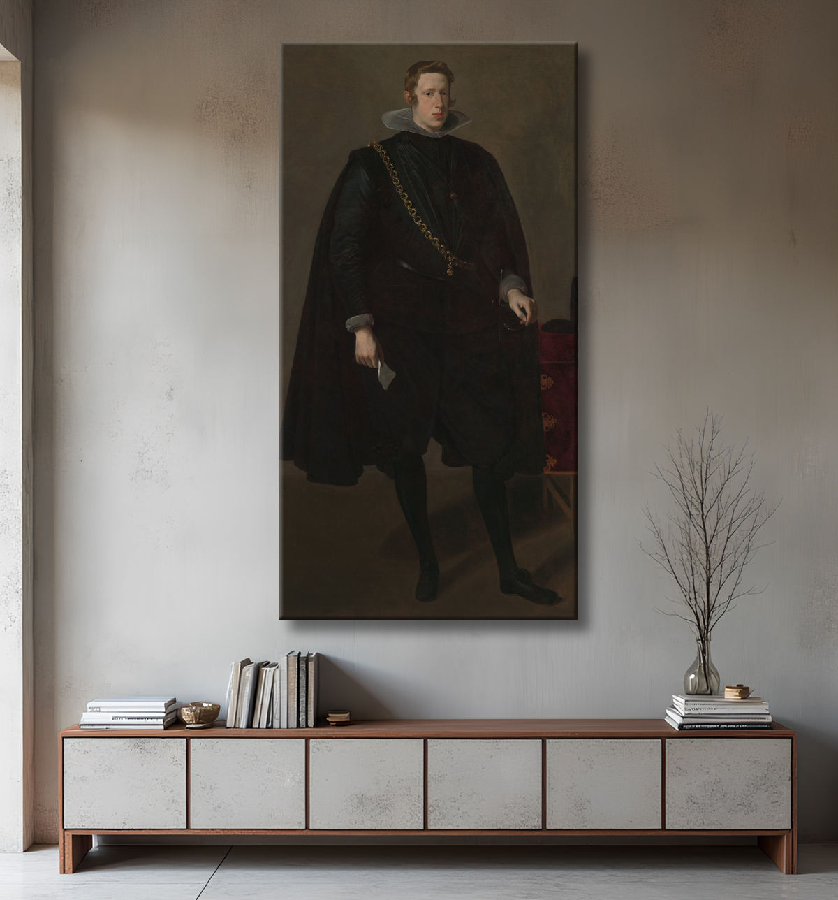 Reproduction Philippe IV (1605-1665), roi d'Espagne de Velázquez (Diego Rodríguez de Silva y Velázquez) avec decor