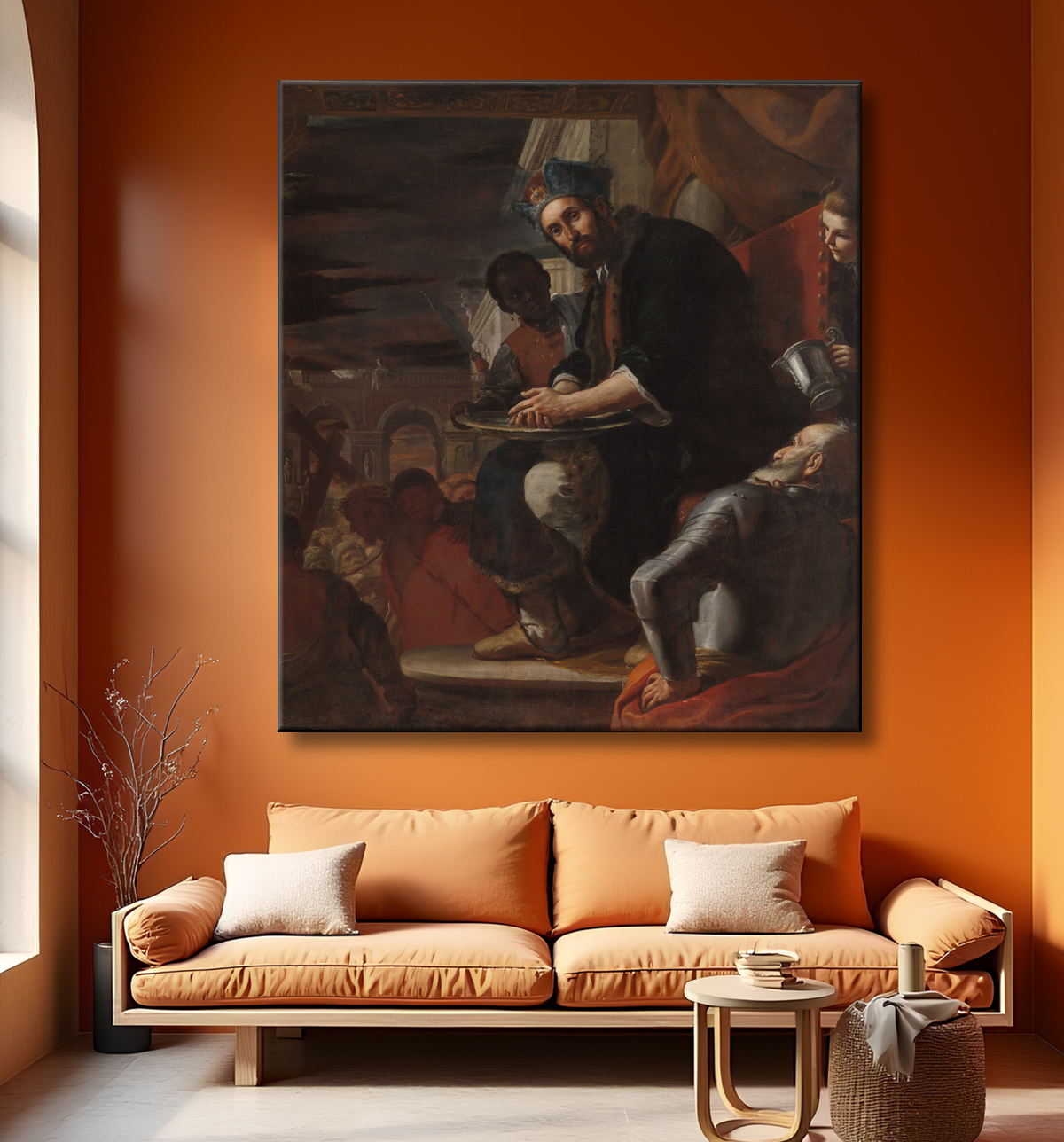 Reproduction Pilate se lave les mains de Mattia Preti (Il Cavalier Calabrese) avec decor