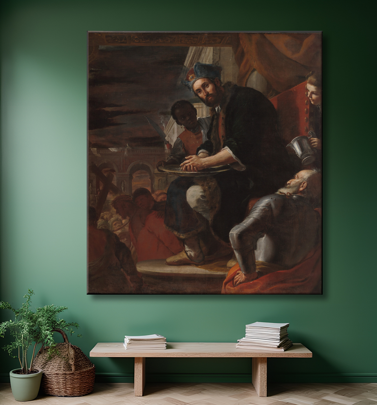 Reproduction Pilate se lave les mains de Mattia Preti (Il Cavalier Calabrese) avec decor