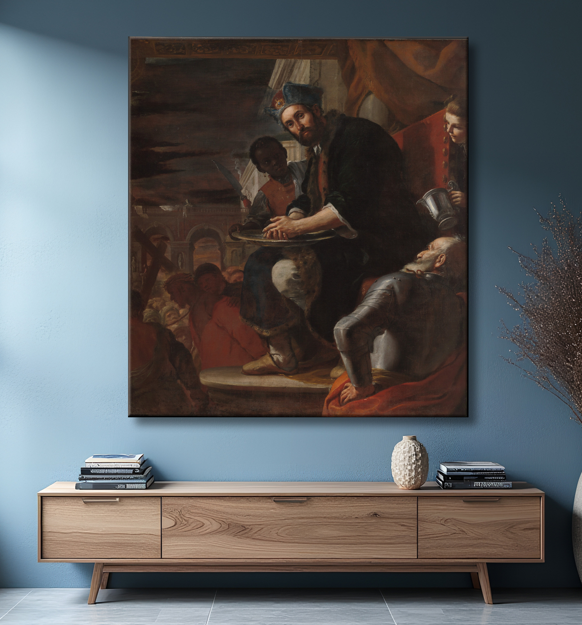 Reproduction Pilate se lave les mains de Mattia Preti (Il Cavalier Calabrese) avec decor
