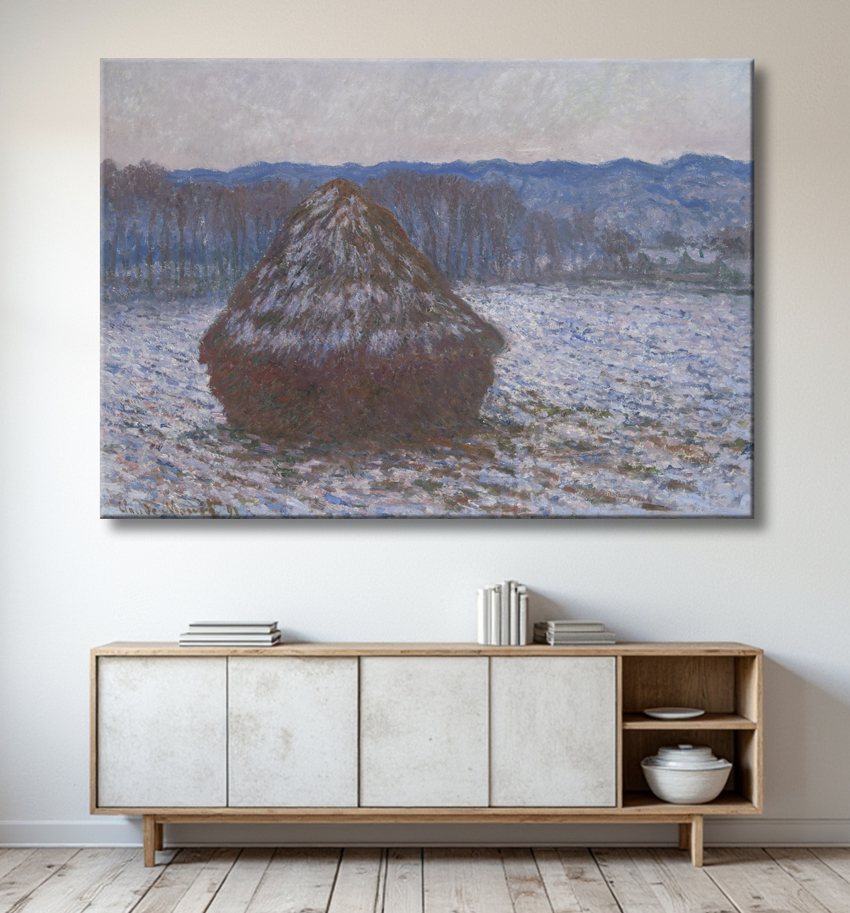 Reproduction Pile de blé de Claude Monet avec decor
