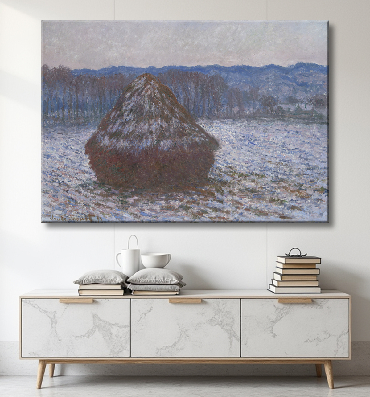 Reproduction Pile de blé de Claude Monet avec decor