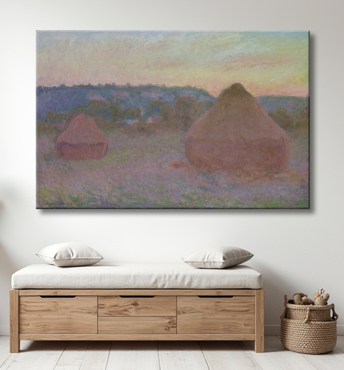 Reproduction Piles de blé (fin de journée, automne) de Claude Monet avec decor