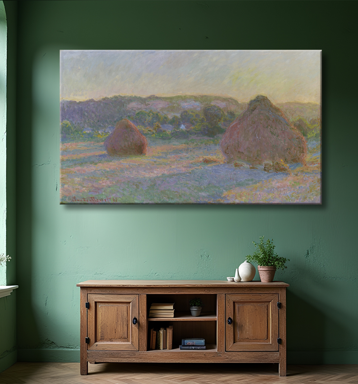 Reproduction Piles de blé (fin de l'été) de Claude Monet avec decor