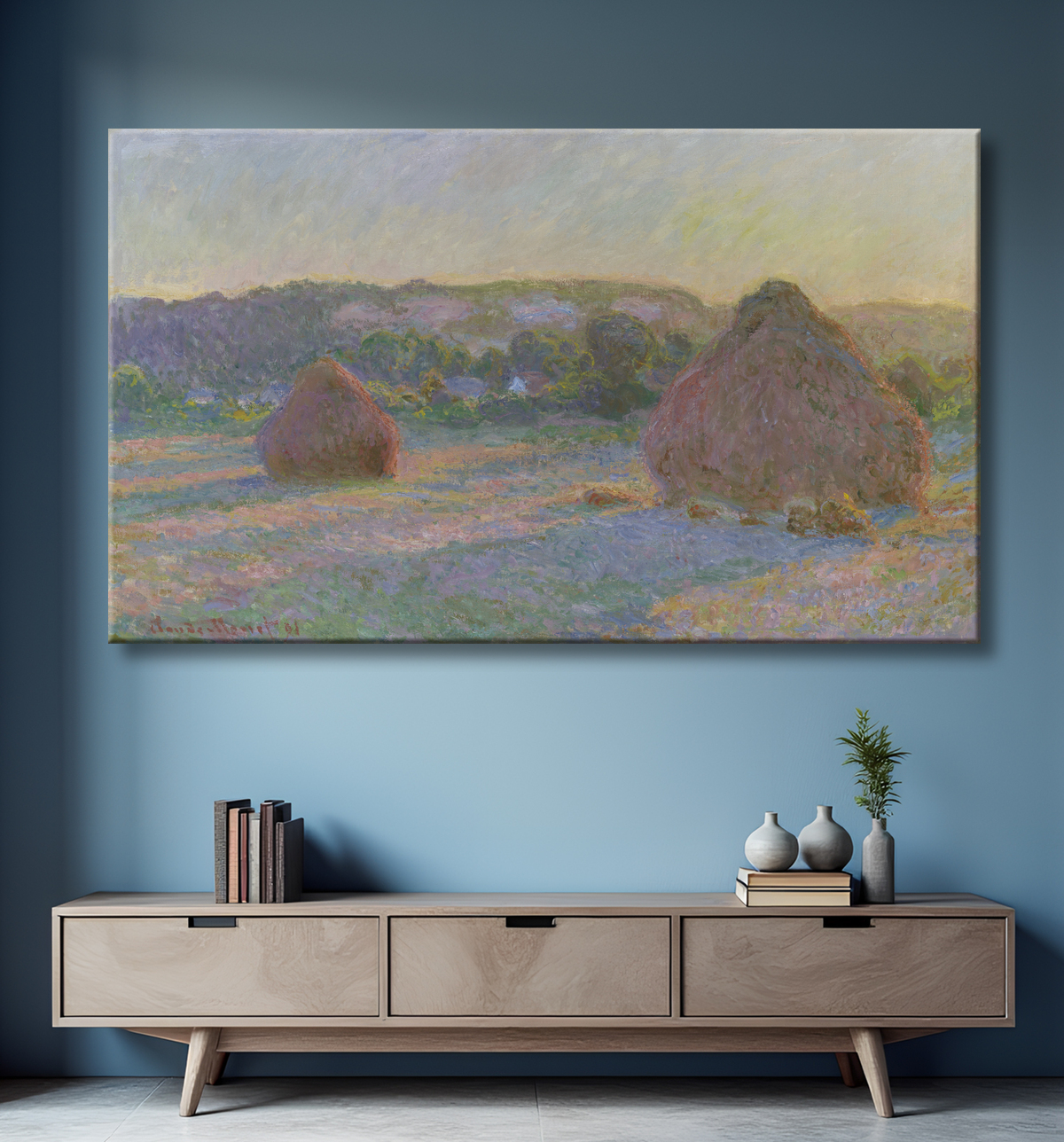 Reproduction Piles de blé (fin de l'été) de Claude Monet avec decor