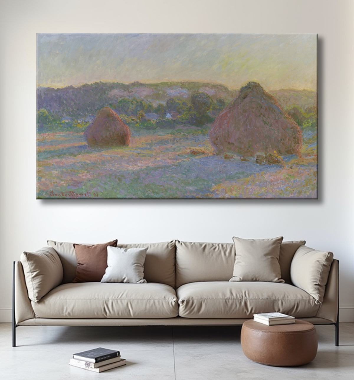 Reproduction Piles de blé (fin de l'été) de Claude Monet avec decor