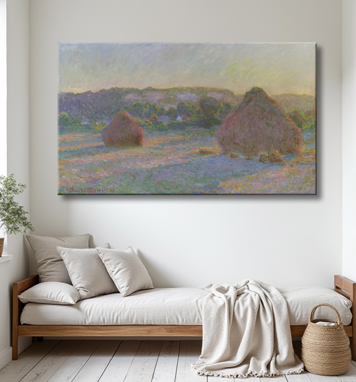 Reproduction Piles de blé (fin de l'été) de Claude Monet avec decor