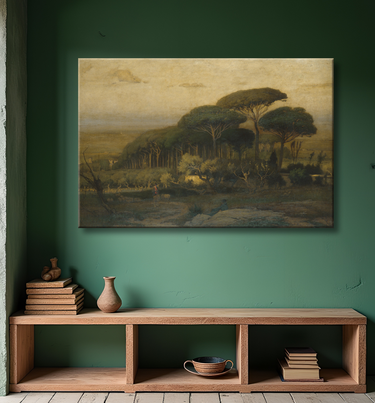 Reproduction Pinède de la Villa Barberini de George Inness avec decor