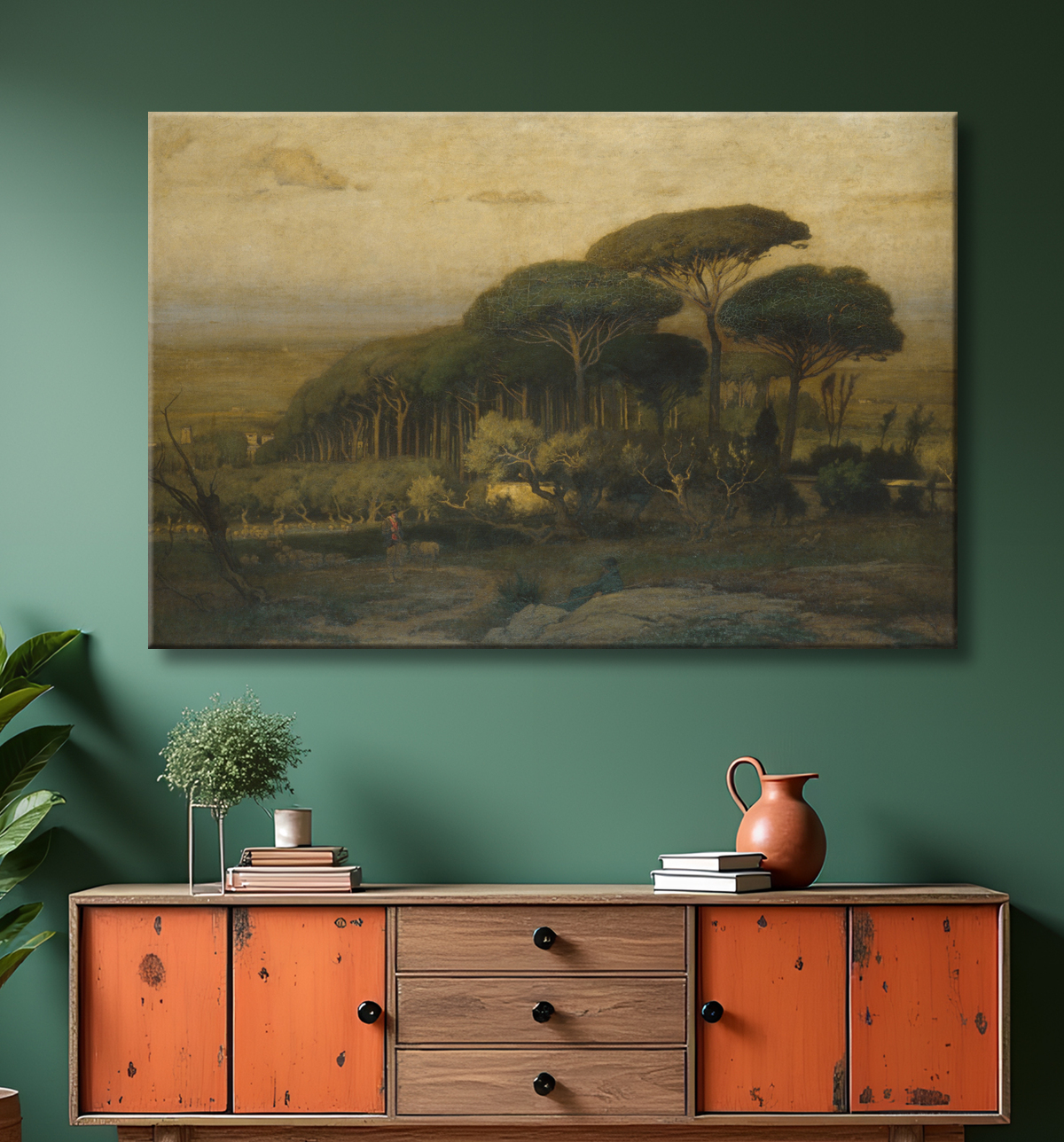 Reproduction Pinède de la Villa Barberini de George Inness avec decor
