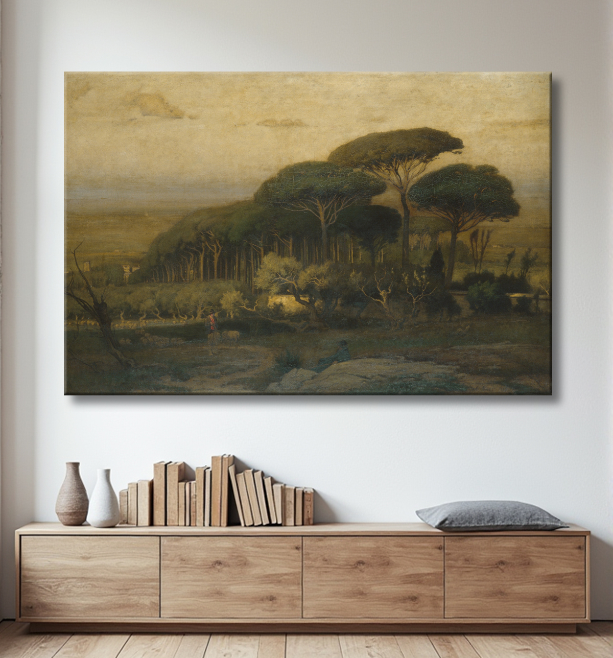 Reproduction Pinède de la Villa Barberini de George Inness avec decor