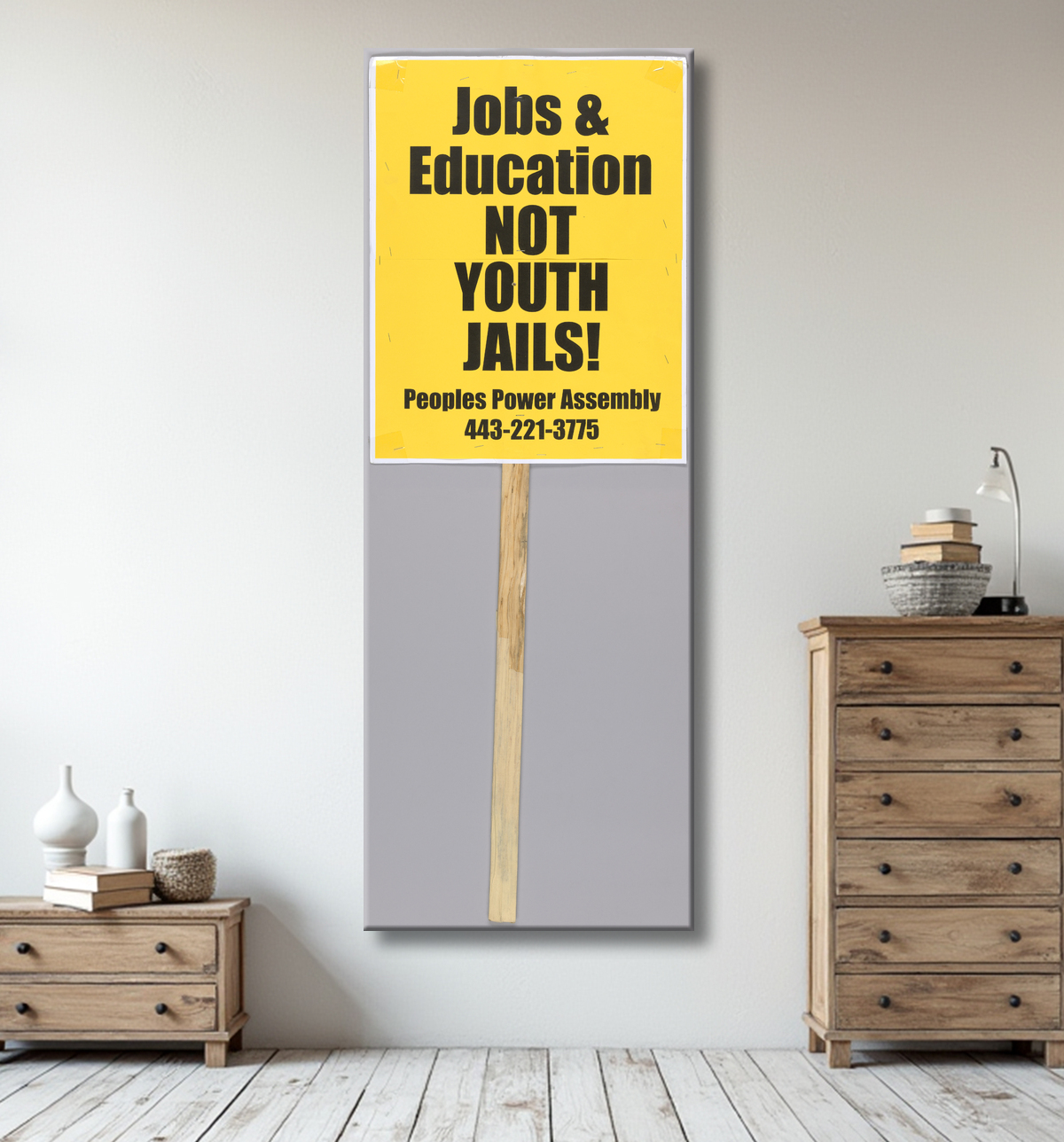 Reproduction Placard appelant à l'inculpation des policiers utilisés lors des manifestations de Baltimore de Peoples Power Assemblies, American avec decor