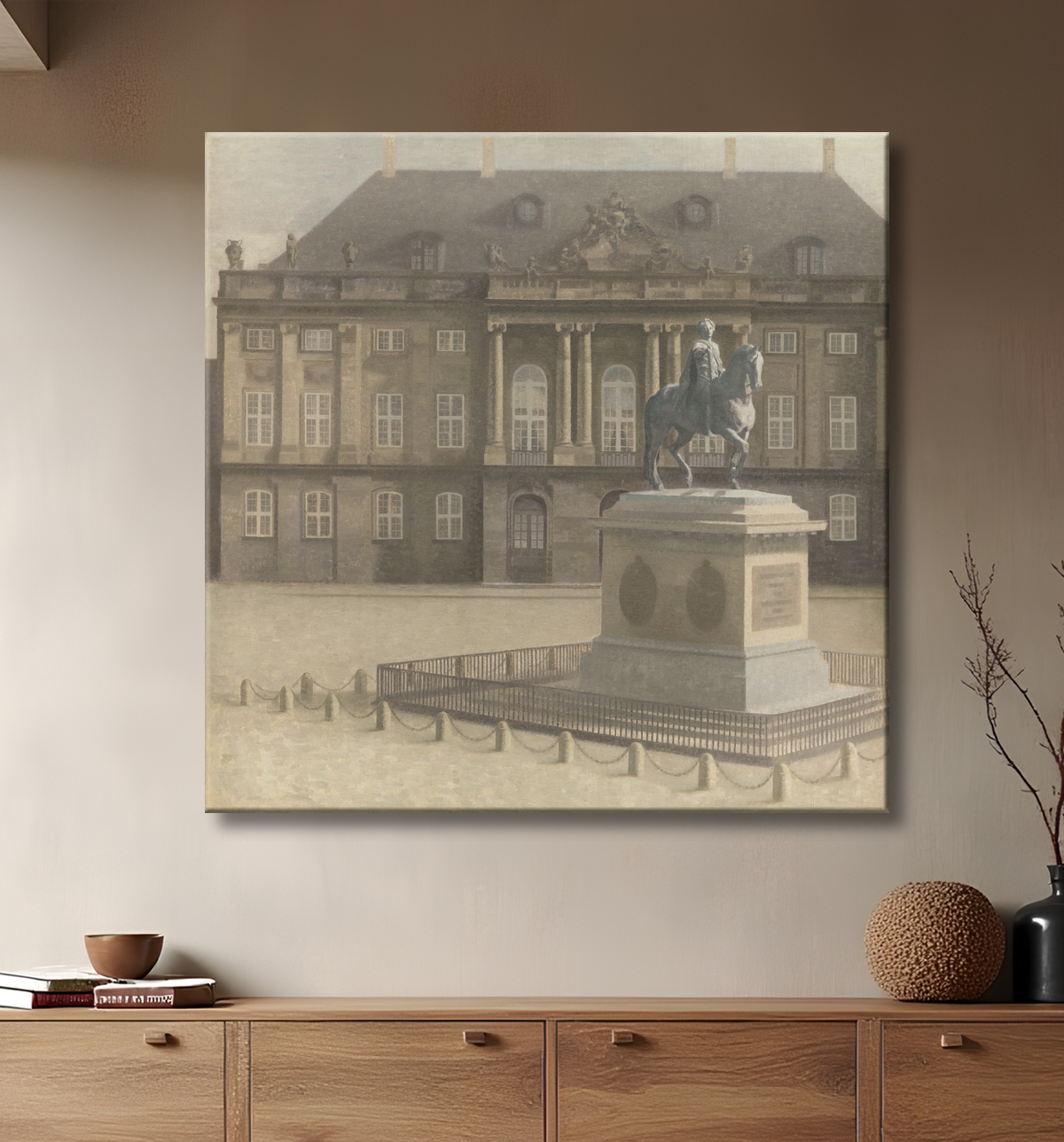 Reproduction Place Amalienborg, Copenhague de Hammershøi, Vilhelm avec decor