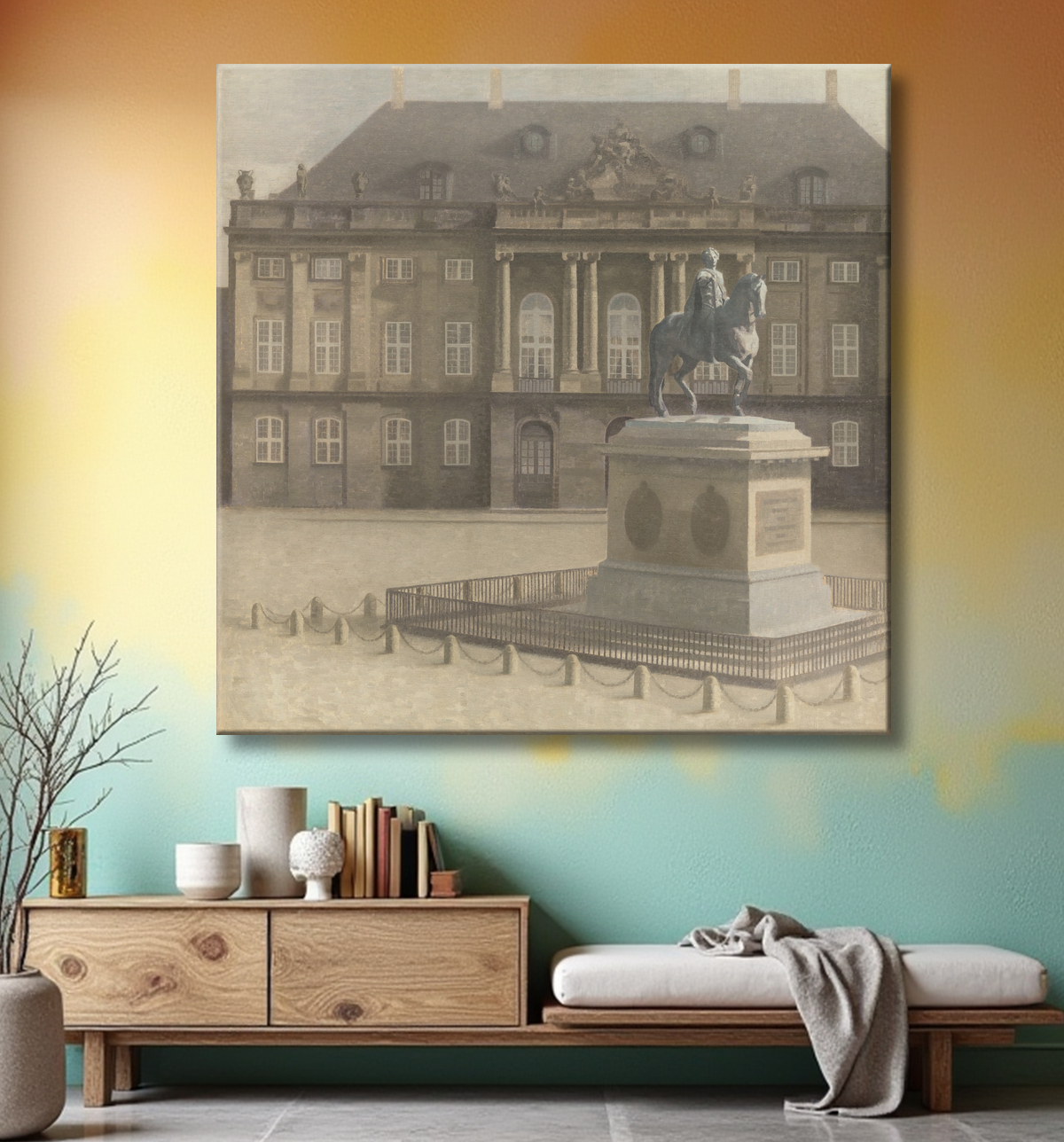 Reproduction Place Amalienborg, Copenhague de Hammershøi, Vilhelm avec decor