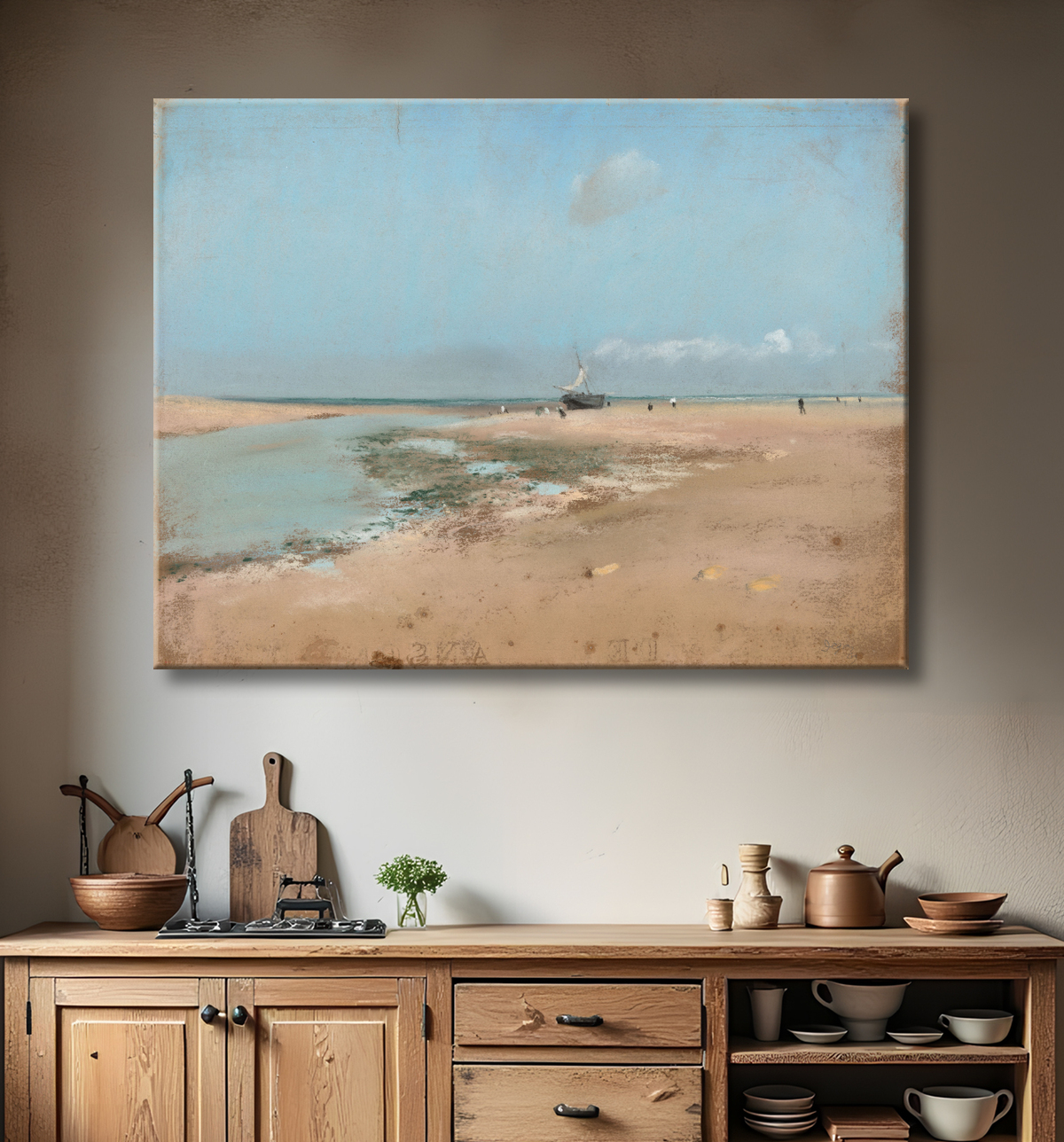 Reproduction Plage à marée basse (embouchure de la rivière) de Hilaire Germain Edgar Degas avec decor