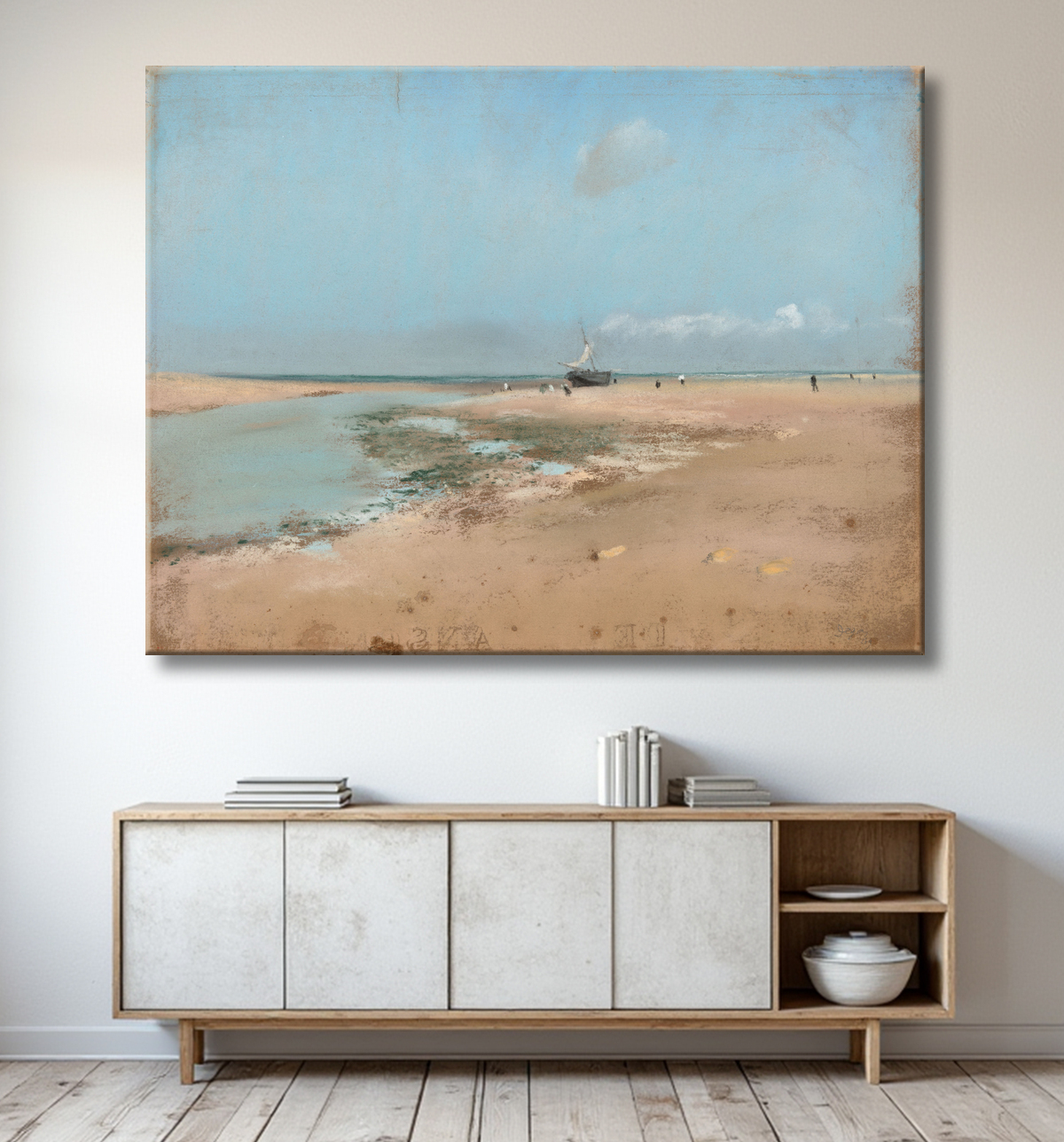 Reproduction Plage à marée basse (embouchure de la rivière) de Hilaire Germain Edgar Degas avec decor