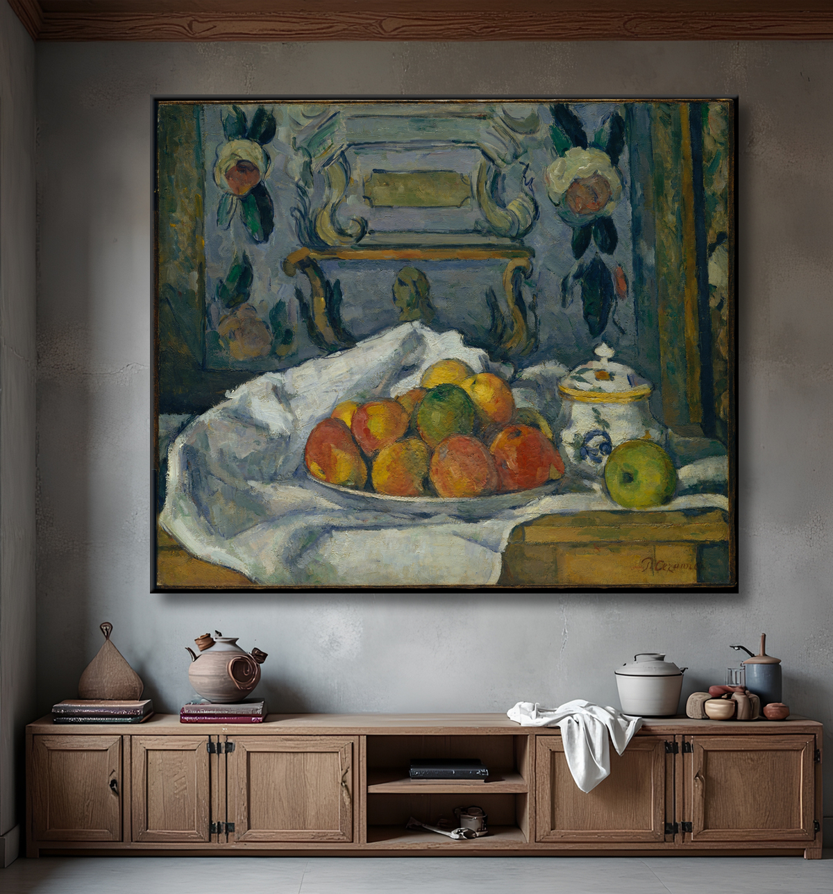 Reproduction Plat de Pommes de Paul Cézanne avec decor
