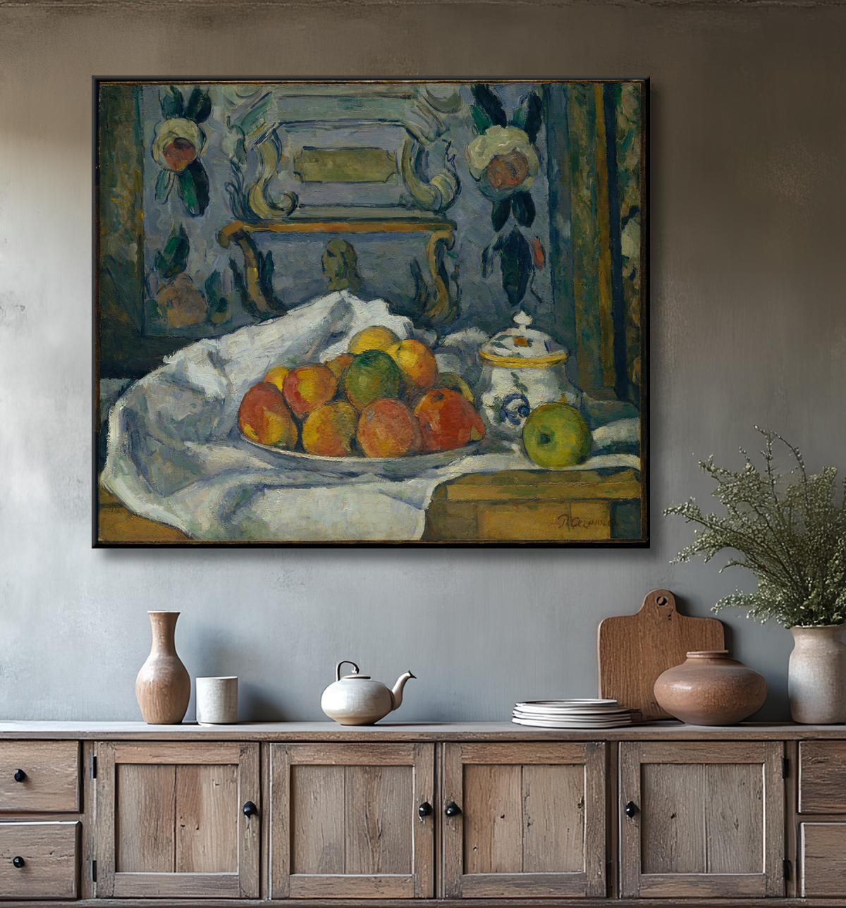 Reproduction Plat de Pommes de Paul Cézanne avec decor