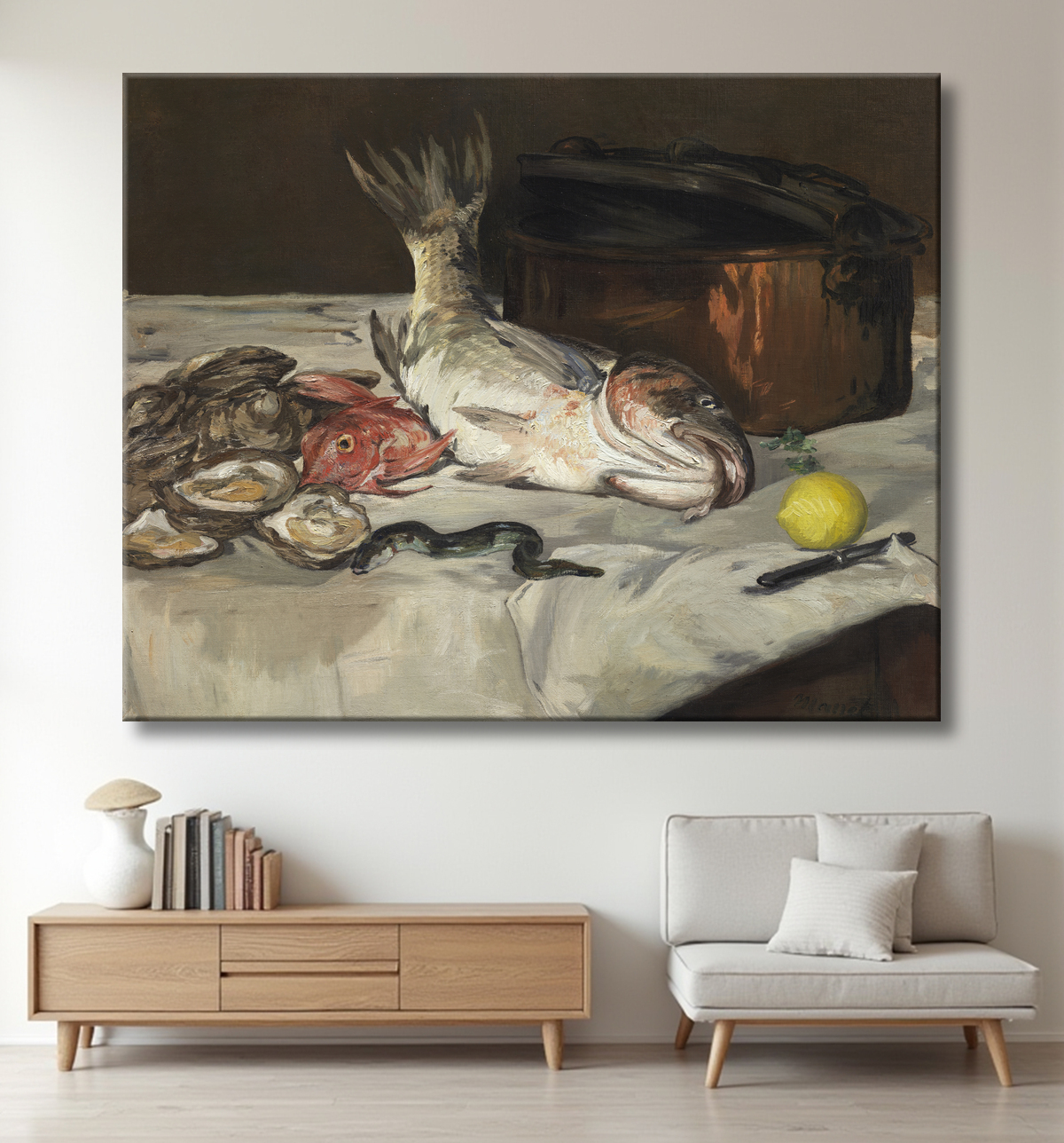 Reproduction Poisson (Nature Morte) de Édouard Manet avec decor