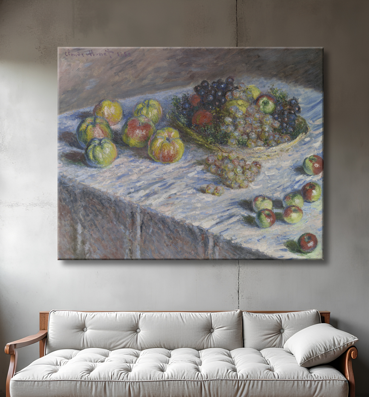 Reproduction Pommes et raisins de Claude Monet avec decor