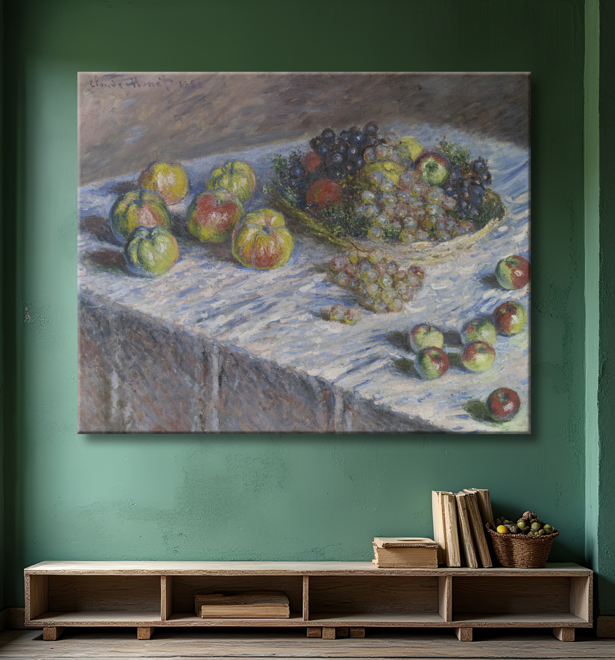Reproduction Pommes et raisins de Claude Monet avec decor