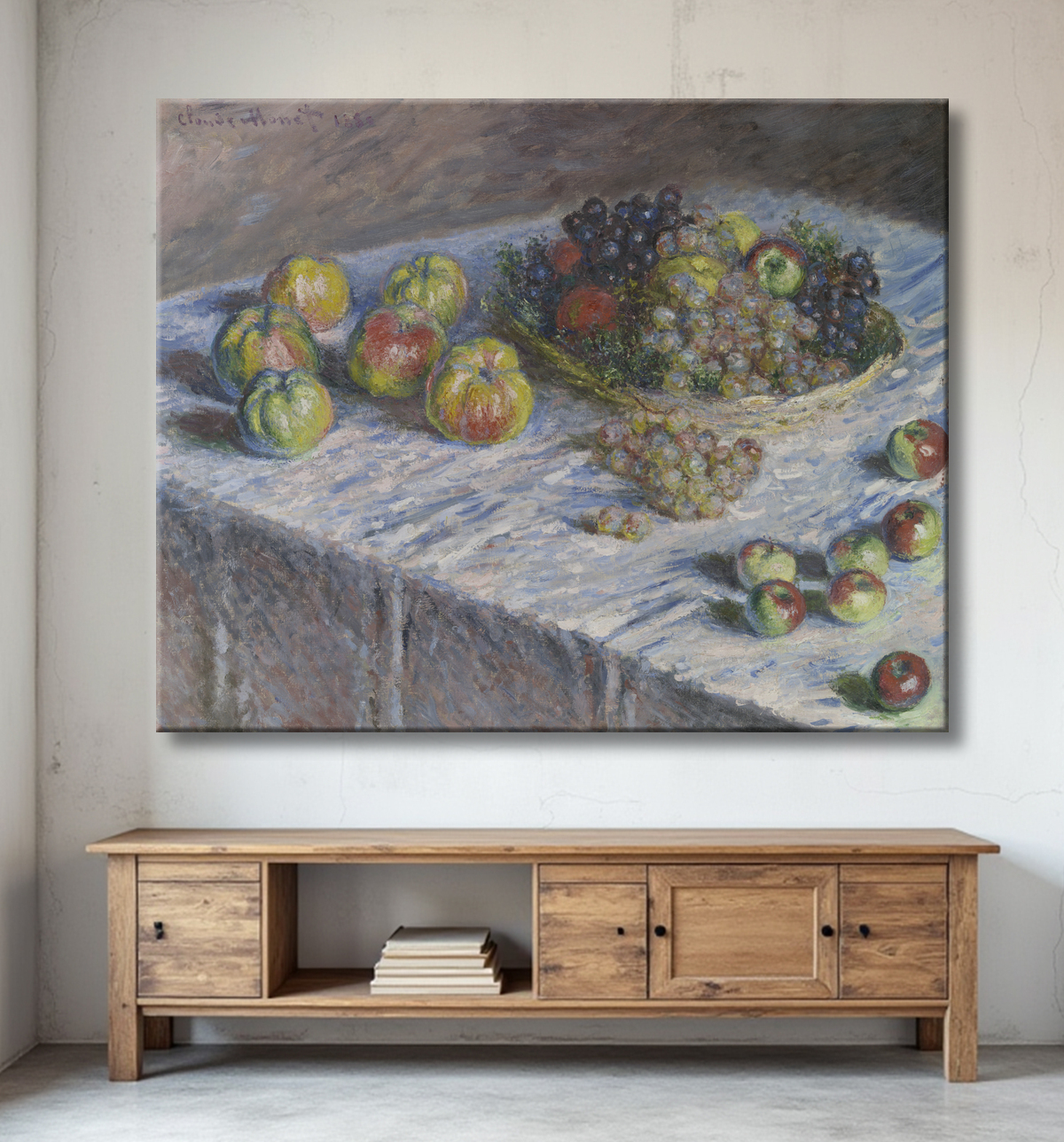 Reproduction Pommes et raisins de Claude Monet avec decor
