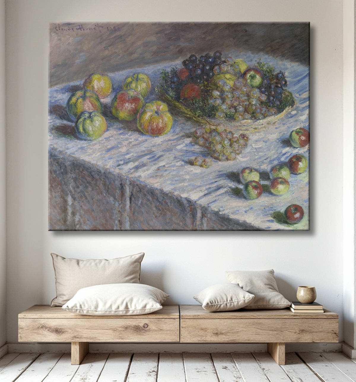 Reproduction Pommes et raisins de Claude Monet avec decor