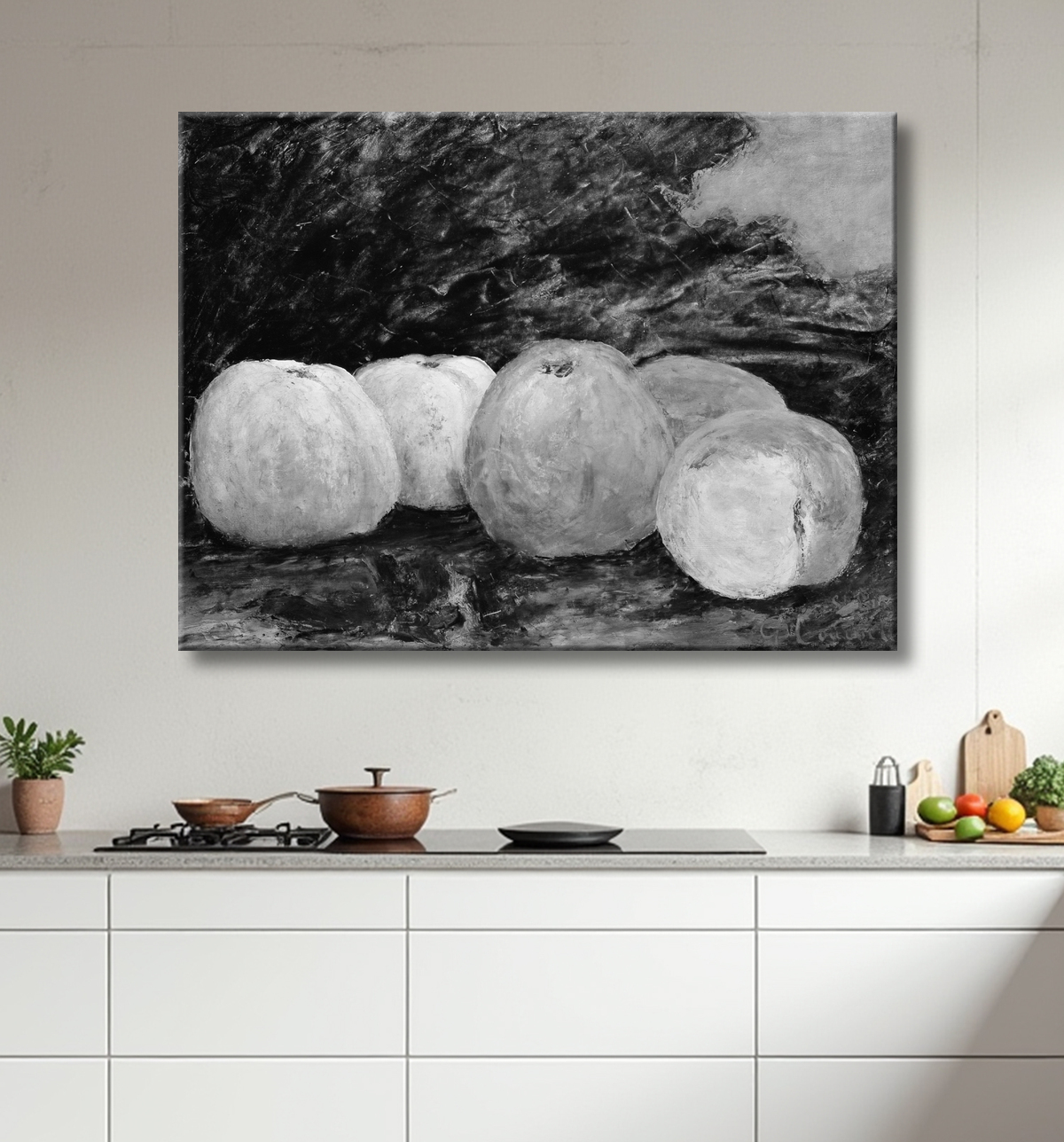 Reproduction Pommes de Gustave Courbet avec decor