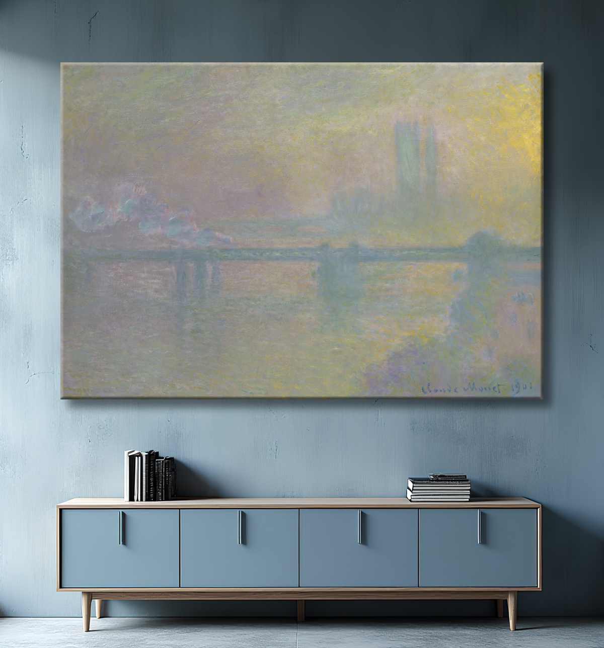 Reproduction Pont de Charing Cross, Londres de Claude Monet avec decor