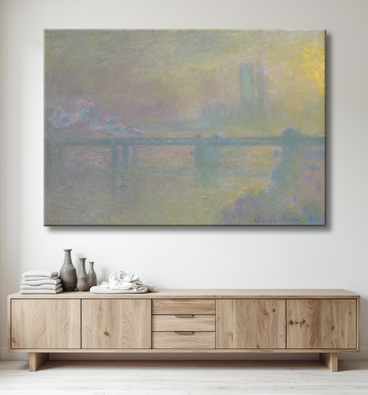 Reproduction Pont de Charing Cross, Londres de Claude Monet avec decor