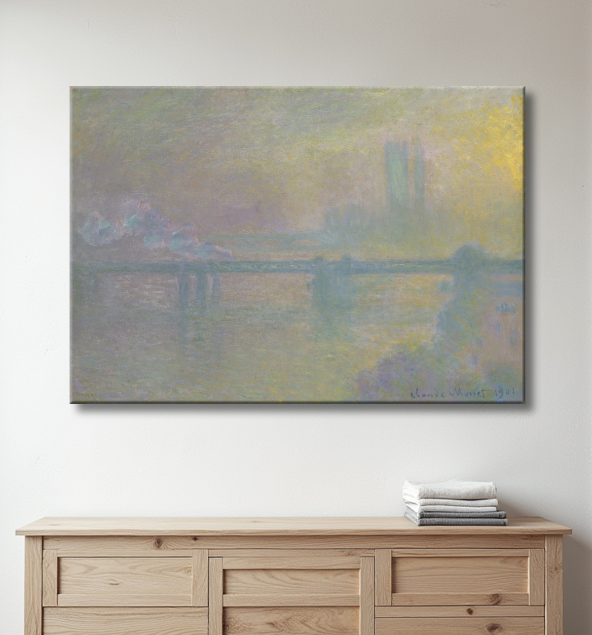 Reproduction Pont de Charing Cross, Londres de Claude Monet avec decor