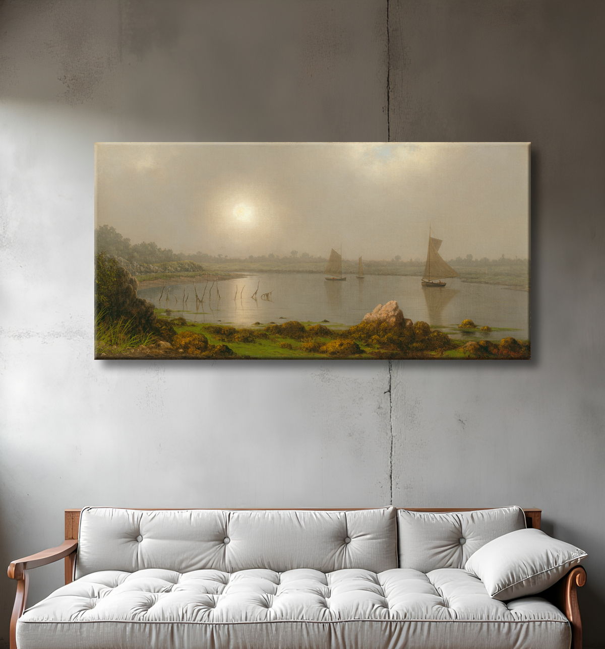 Reproduction Port de York, côte du Maine de Martin Johnson Heade avec decor