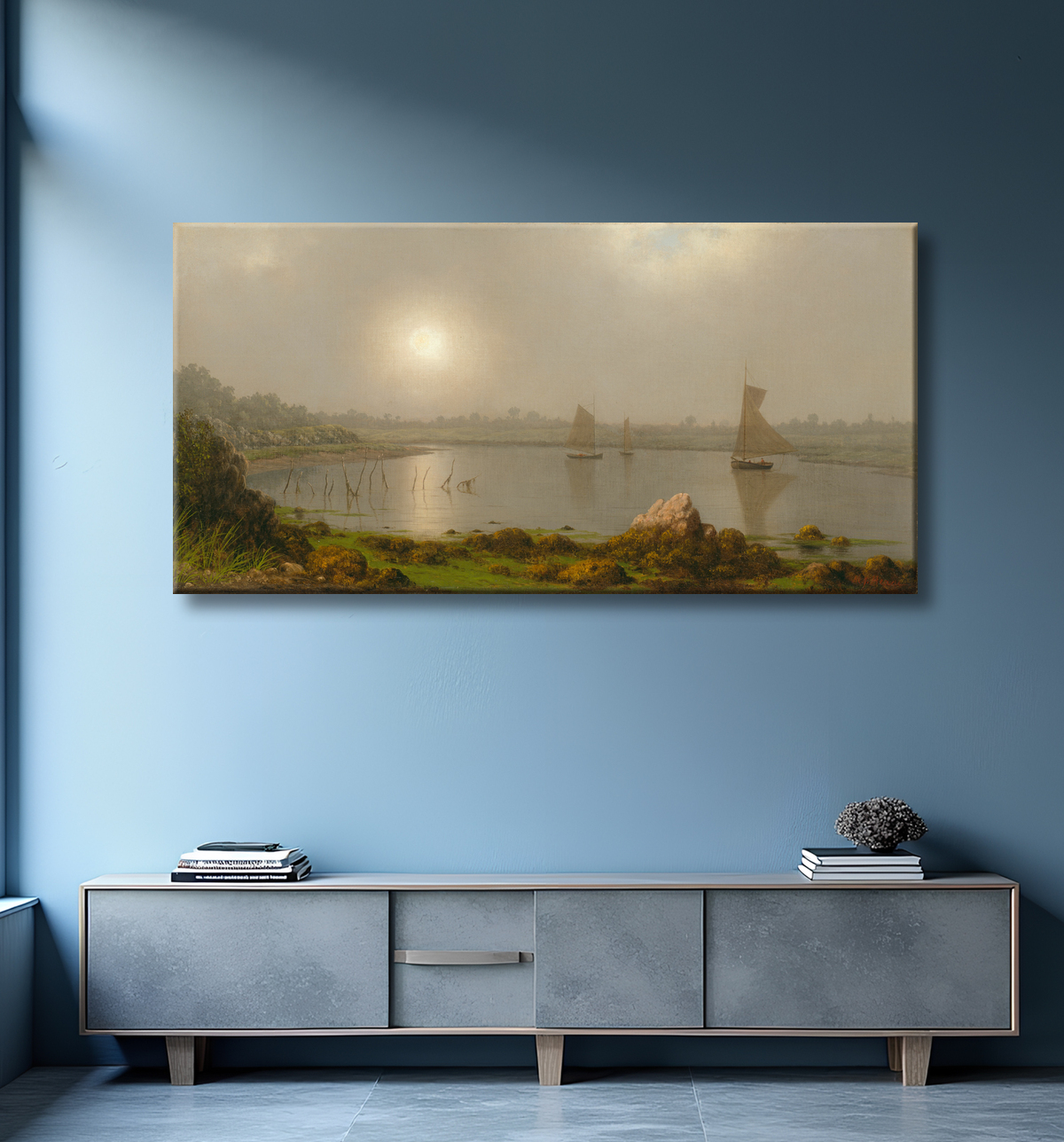 Reproduction Port de York, côte du Maine de Martin Johnson Heade avec decor